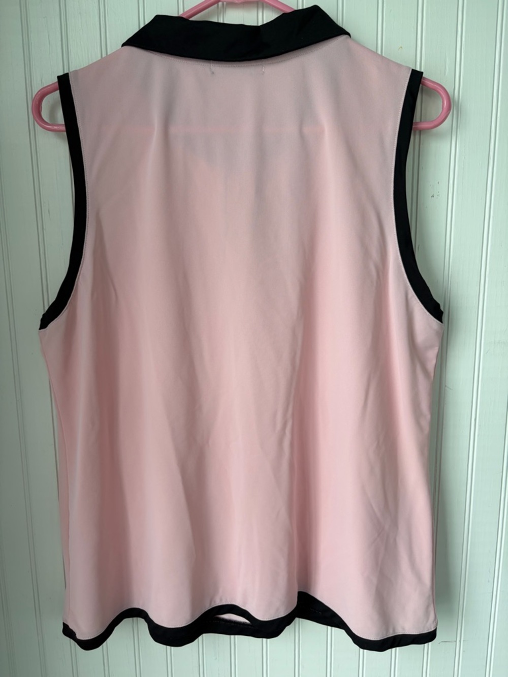 Laslulu XL)  athletica Pink Sleeveless Zip Polo with Black Trim - Picture 3 of 3